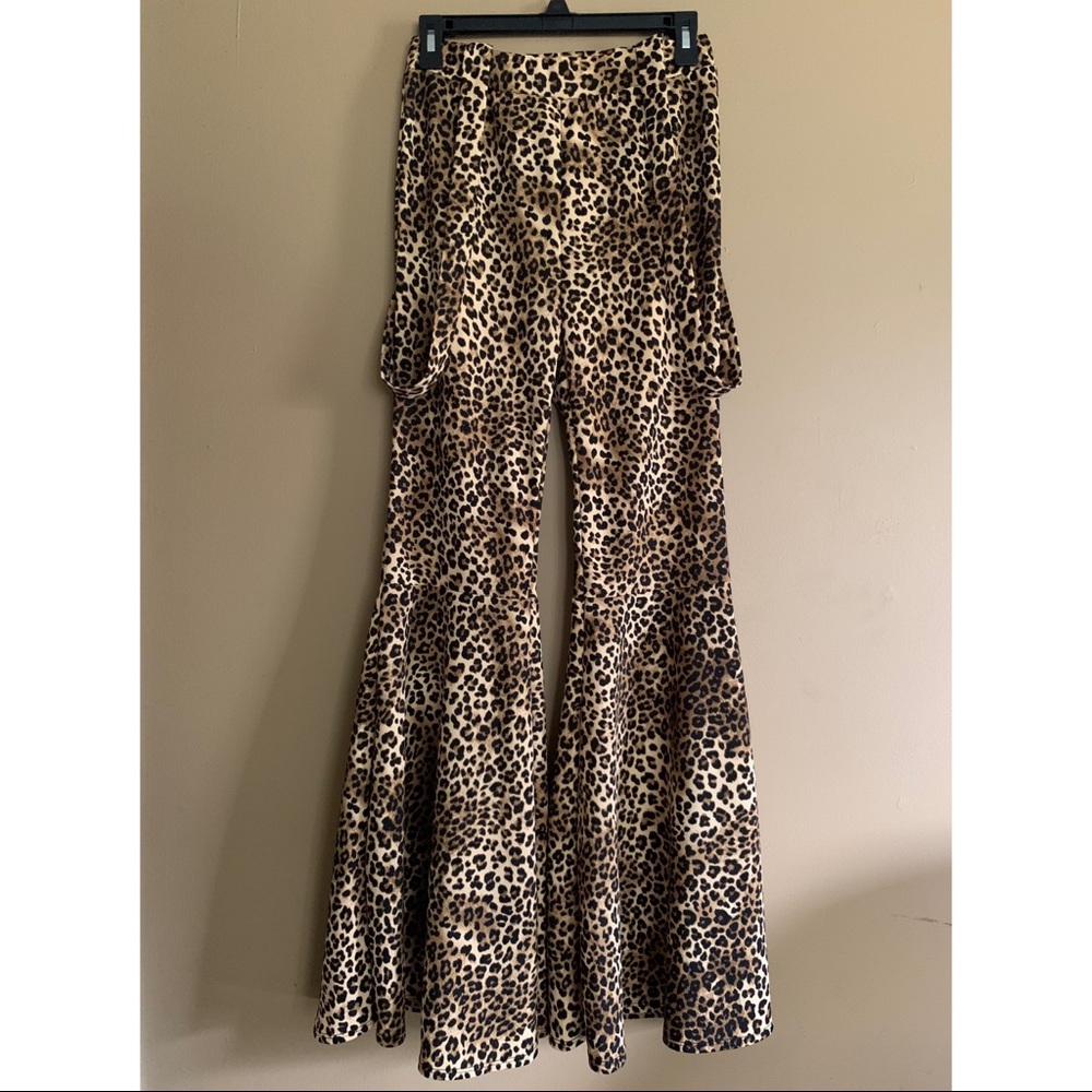 Cheetah bell bottom overalls